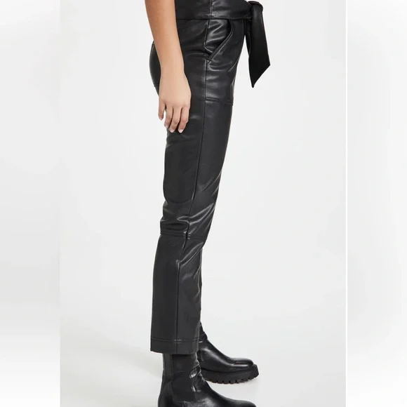 Jonathan Simkhai Tessa Vegan Leather Tie Waist Pants Sz Jonathan